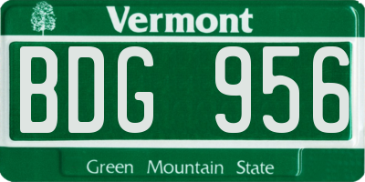 VT license plate BDG956