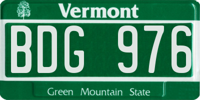 VT license plate BDG976