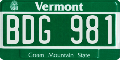 VT license plate BDG981