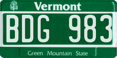 VT license plate BDG983