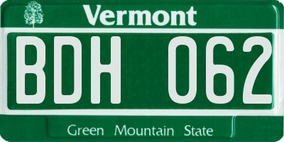 VT license plate BDH062