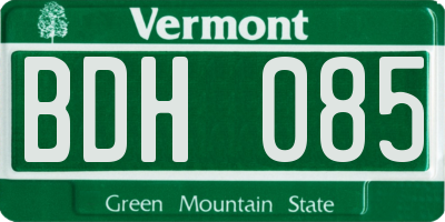 VT license plate BDH085