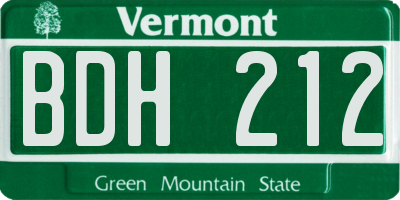 VT license plate BDH212