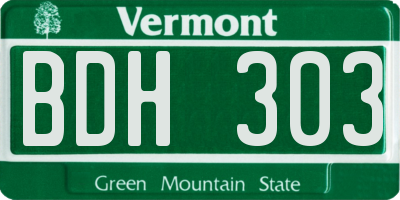 VT license plate BDH303