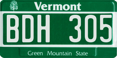 VT license plate BDH305
