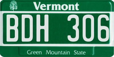 VT license plate BDH306