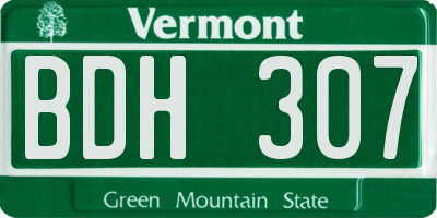 VT license plate BDH307
