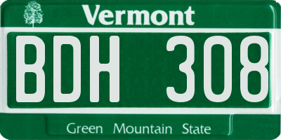 VT license plate BDH308