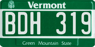 VT license plate BDH319