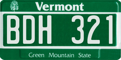 VT license plate BDH321