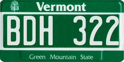 VT license plate BDH322