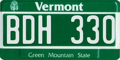 VT license plate BDH330