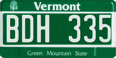 VT license plate BDH335