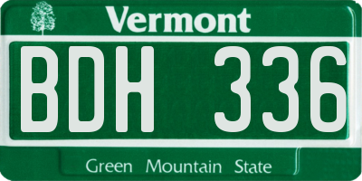 VT license plate BDH336