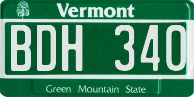 VT license plate BDH340