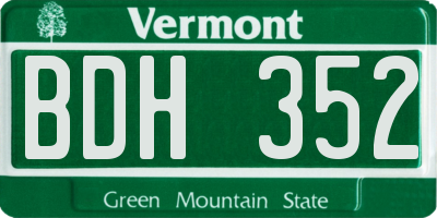 VT license plate BDH352