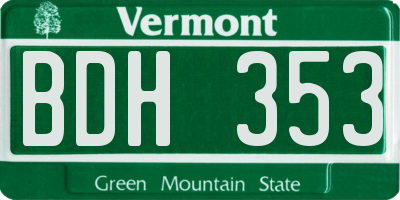 VT license plate BDH353