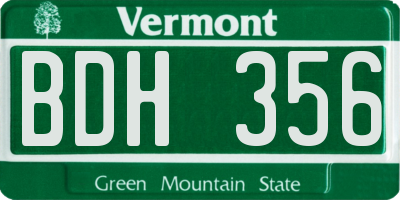 VT license plate BDH356