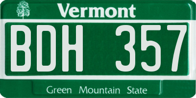 VT license plate BDH357