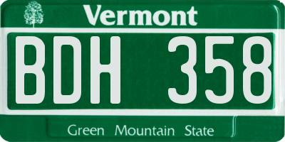 VT license plate BDH358
