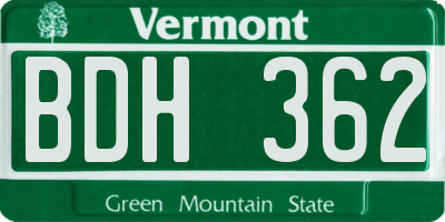 VT license plate BDH362