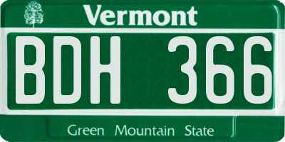 VT license plate BDH366