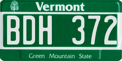 VT license plate BDH372