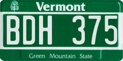 VT license plate BDH375