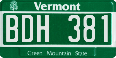 VT license plate BDH381