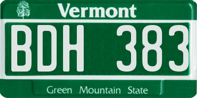 VT license plate BDH383
