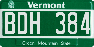VT license plate BDH384