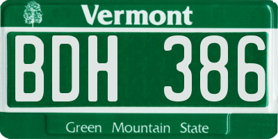 VT license plate BDH386