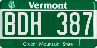 VT license plate BDH387