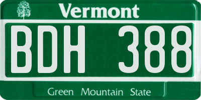 VT license plate BDH388