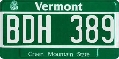 VT license plate BDH389