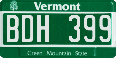 VT license plate BDH399
