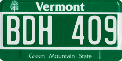 VT license plate BDH409