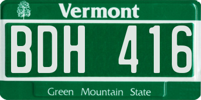 VT license plate BDH416