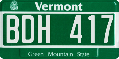 VT license plate BDH417