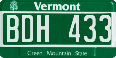 VT license plate BDH433