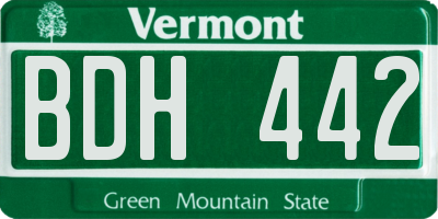 VT license plate BDH442
