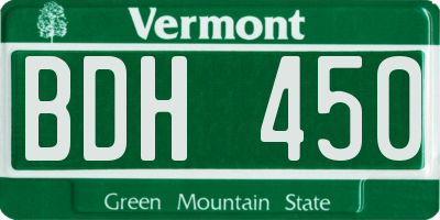 VT license plate BDH450