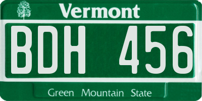 VT license plate BDH456