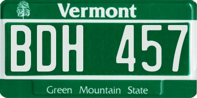 VT license plate BDH457