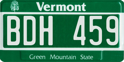 VT license plate BDH459