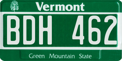 VT license plate BDH462