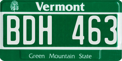 VT license plate BDH463