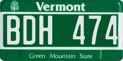 VT license plate BDH474