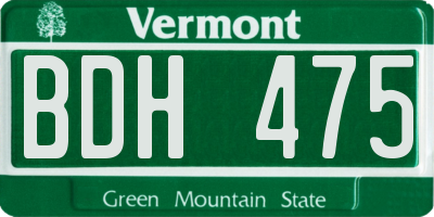 VT license plate BDH475