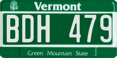 VT license plate BDH479